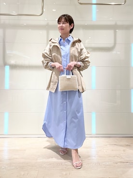 「NOLLEY’S（ノーリーズ）のアイテム（シャツワンピース）」を使った、minaさん（レディース・157cm）の春コーディネート