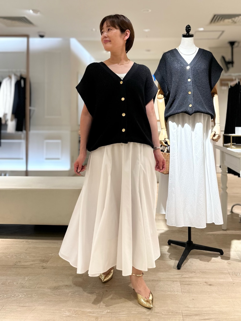 クララさん　美品　NOLLEY'S 手洗い可能ペーパーヤーン2WAYベスト アンサンブル対応》《手洗い可能》ペーパーヤーン2WAYベスト
