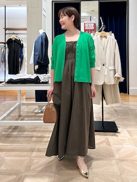 「NOLLEY’S（ノーリーズ）の【SINBONO/シンボノ】 コンビボストンバッグ（ボストンバッグ、ブラウン系）」を使った、minaさん（レディース・157cm）の春コーディネート