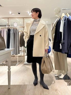 「アイテム（ダッフルコート）」を使った、minaさん（レディース・157cm）の秋コーディネート