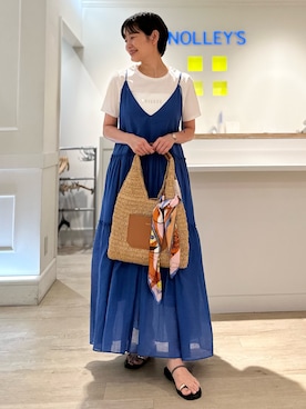 「キャミワンピ」｜「アイテム（財布/小物）」を使った、minaさん（レディース・157cm）の夏コーディネート