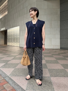 「NOLLEY’S（ノーリーズ）のアイテム（パンツ）」を使った、minaさん（骨格ストレート・レディース・157cm）の夏コーディネート