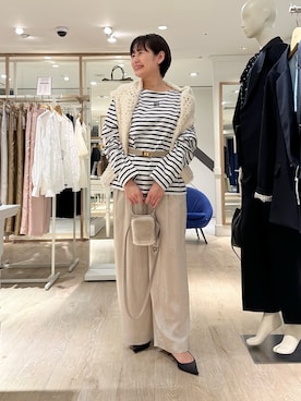 「アイテム（ベルト）」を使った、minaさん（レディース・157cm）の秋コーディネート