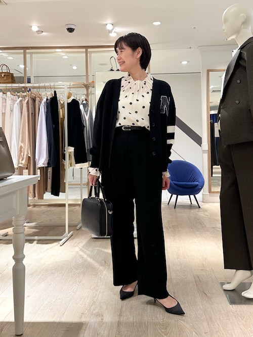 ウォッシャブルピンタックドットプリントブラウス（シャツ/ブラウス