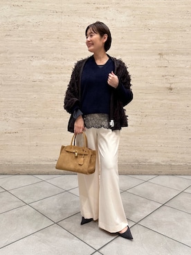 「アイテム（ストール/ショール）」を使った、minaさん（レディース・157cm）の秋コーディネート