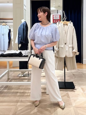 「grace grace （グラスグラス）の【grace grace/グラスグラス】カラーヤーンノット天然石ネックレス（ネックレス、グレー系）」を使った、minaさん（レディース・157cm）の春コーディネート