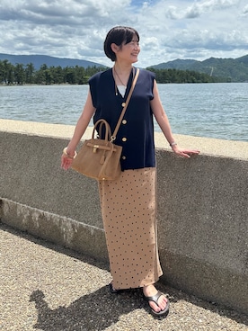 「ドットスカート」｜minaさん（レディース・157cm）の夏コーディネート