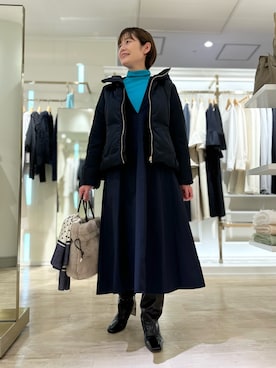 「NOLLEY’S（ノーリーズ）のアイテム（ダウンジャケット/コート）」を使った、minaさん（レディース・157cm）の冬コーディネート