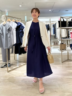 「ビジネススタイル」｜「アイテム（ワンピース/ドレス）」を使った、minaさん（レディース・157cm）の夏コーディネート