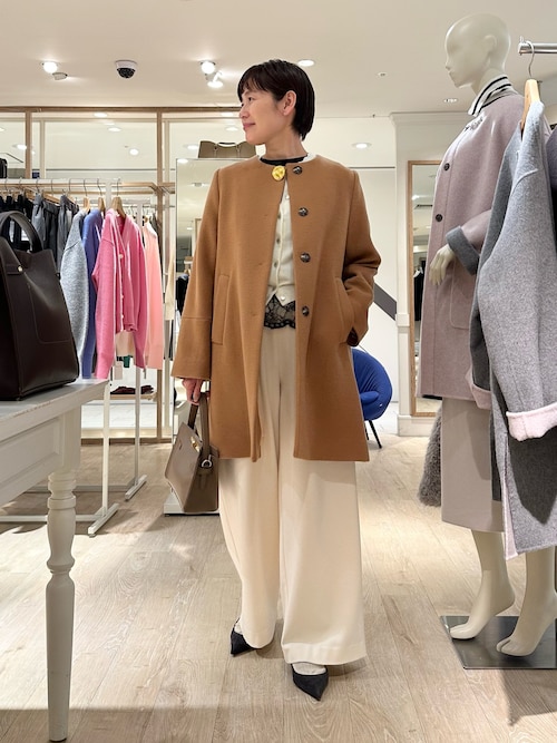 ウォッシャブル裾レース2WAYオトナサテンブラウス（シャツ/ブラウス