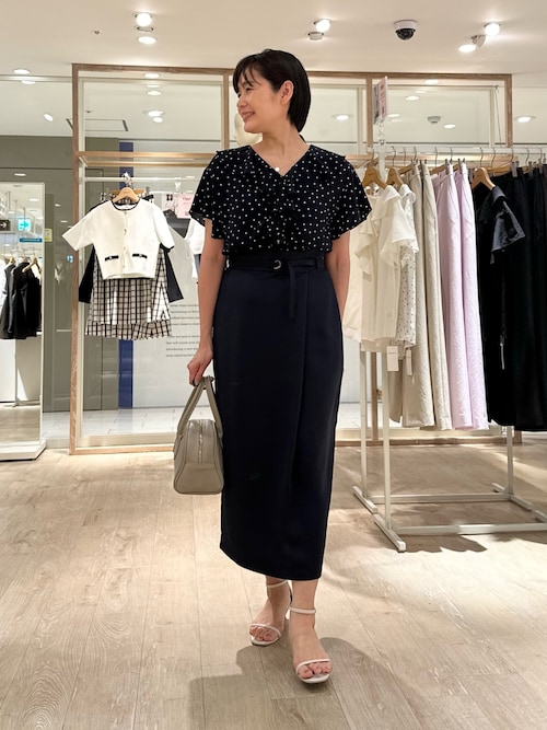 【未使用タグ付き】NOLLEY'S ウォッシャブルタックフレアシアースカート セール】ウォッシャブル片タック タイトミディスカート