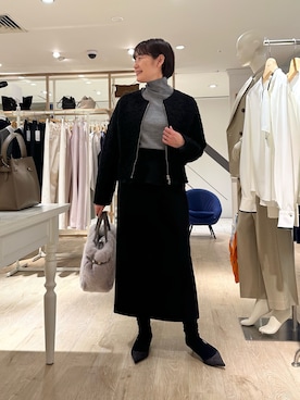 「アイテム（トートバッグ）」を使った、minaさん（レディース・157cm）の秋コーディネート