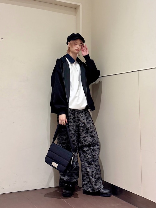 ハーフジップポロカットソー