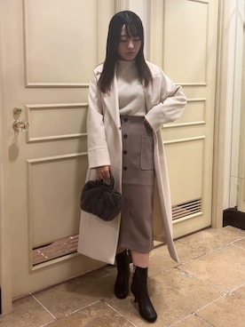 「Te chichi（テチチ）のアイテム（チェスターコート）」を使った、Rukaさん（レディース・158cm）の冬コーディネート