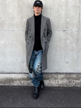 「BLUE BLUE（ブルーブルー）のアイテム（パンツ）」を使った、Yivさん（メンズ・177cm）の冬コーディネート
