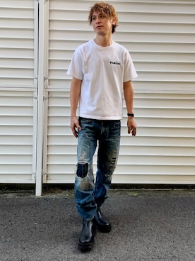 「BLUE BLUE（ブルーブルー）のアイテム（パンツ）」を使った、Yivさん（メンズ・177cm）の夏コーディネート