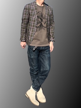 「HELMUT LANG（ヘルムートラング）のアイテム（パンツ）」を使った、Yivさん（メンズ・177cm）の春コーディネート