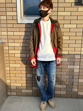 「BLUE BLUE（ブルーブルー）のアイテム（パンツ）」を使った、Yivさん（メンズ・177cm）の春コーディネート
