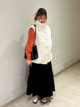 「Samansa Mos2 blue（サマンサモスモスブルー）のアイテム（トップス、オレンジ系）」を使った、shiori(◡̈)/さん（レディース・163cm）の冬コーディネート