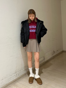 「ehka sopo（エヘカソポ）のアイテム（ブルゾン）」を使った、shiori(◡̈)/さん（レディース・163cm）の冬コーディネート