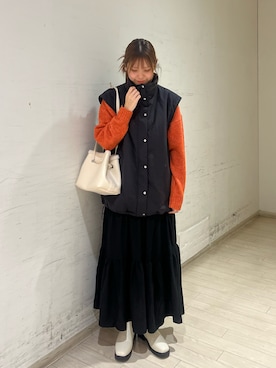 「Samansa Mos2 blue（サマンサモスモスブルー）のアイテム（トップス、オレンジ系）」を使った、shiori(◡̈)/さん（レディース・163cm）の冬コーディネート
