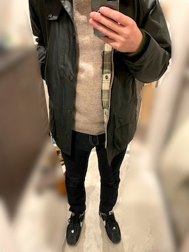 「アイテム（その他アウター、グリーン系）」を使った、Johnさん（メンズ・174cm）の冬コーディネート