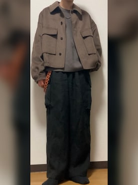 「WYM LIDNM（ウィム バイ リドム）のMILANO RIB HEAVY WEIGHT PO KNIT（ニット/セーター）」を使った、GFYさん（メンズ・167cm）の冬コーディネート