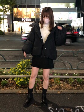 「OLIVE des OLIVE（オリーブデオリーブ）のアイテム（ダウンジャケット/コート）」を使った、yuumiさん（レディース・163cm）の冬コーディネート