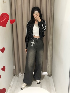 「OLIVE des OLIVE（オリーブデオリーブ）のアイテム（ブルゾン）」を使った、yuumiさん（レディース・163cm）の夏コーディネート