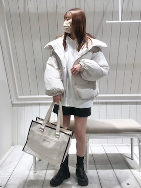 「OLIVE des OLIVE（オリーブデオリーブ）のアイテム（ダウンジャケット/コート）」を使った、yuumiさん（レディース・163cm）の冬コーディネート