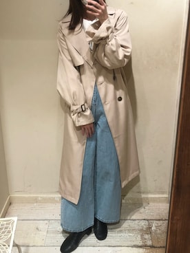 「アイテム（トレンチコート）」を使った、yuumiさん（レディース・163cm）の冬コーディネート