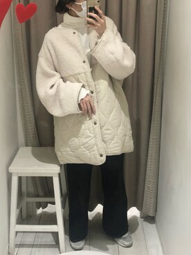 「OLIVE des OLIVE（オリーブデオリーブ）のアイテム（ノーカラーコート）」を使った、yuumiさん（レディース・163cm）の冬コーディネート