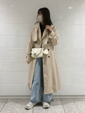 「OLIVE des OLIVE（オリーブデオリーブ）のアイテム（トレンチコート）」を使った、yuumiさん（レディース・163cm）の冬コーディネート