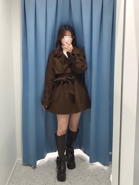 「アイテム（ステンカラーコート）」を使った、yuumiさん（レディース・163cm）の秋コーディネート