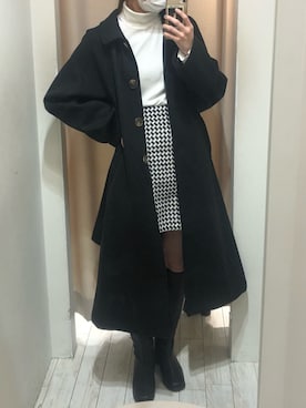 「アイテム（ステンカラーコート）」を使った、yuumiさん（レディース・163cm）の冬コーディネート
