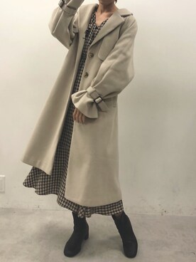 「OLIVE des OLIVE（オリーブデオリーブ）のアイテム（チェスターコート）」を使った、yuumiさん（レディース・163cm）の秋コーディネート