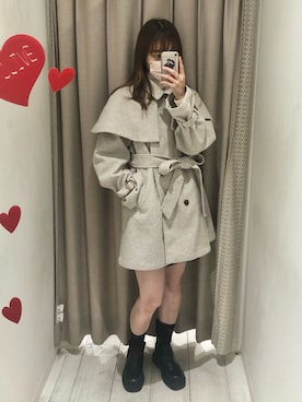 「OLIVE des OLIVE（オリーブデオリーブ）のアイテム（ステンカラーコート）」を使った、yuumiさん（レディース・163cm）の冬コーディネート