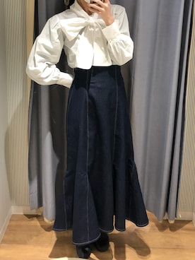 「マーメイドスカート」｜「アイテム（シャツ/ブラウス）」を使った、yuumiさん（レディース・163cm）の冬コーディネート