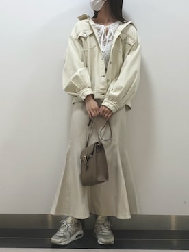 「OLIVE des OLIVE（オリーブデオリーブ）のアイテム（デニムジャケット）」を使った、yuumiさん（レディース・163cm）の春コーディネート