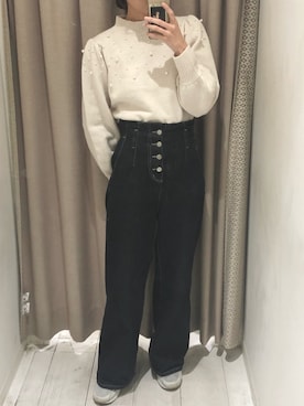 「OLIVE des OLIVE（オリーブデオリーブ）のアイテム（デニムパンツ）」を使った、yuumiさん（レディース・163cm）の秋コーディネート