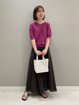 「メッシュバッグ」｜「アイテム（その他）」を使った、ねねさん（レディース・159cm）の春コーディネート
