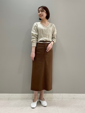 「リネンブラウス」｜「アイテム（その他）」を使った、ねねさん（レディース・159cm）の春コーディネート