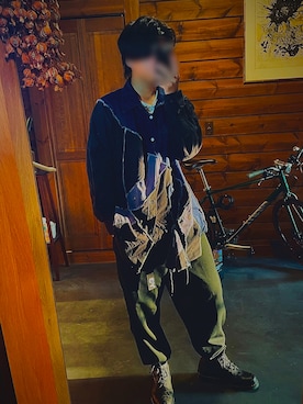 「Yohji Yamamoto（ヨウジヤマモト）のアイテム（ブーツ）」を使った、やま〜んさん（メンズ・177cm）の秋コーディネート