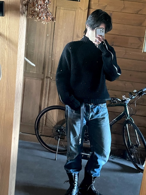 A17806 美品 ジョンローレンスサリバン ウールアルパカシルク ネップニット ジョンローレンスサリバン ウールアルパカシルク ネップニット M