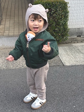 「アイテム（MA-1）」を使った、ＫＡＥさん（キッズ・90cm）の秋コーディネート