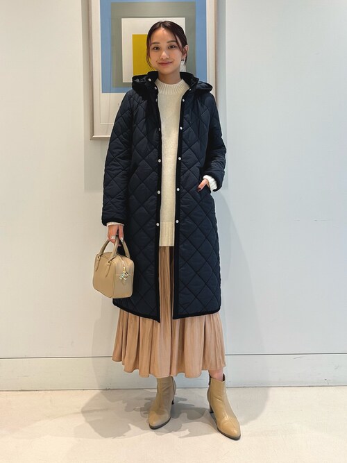 キルティング フード ロングコート (S~L)