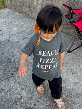 「H&M（エイチ・アンド・エム）のアイテム（Tシャツ/カットソー、グリーン系）」を使った、Reo   Rito Ruiさん（キッズ・100cm）の夏コーディネート