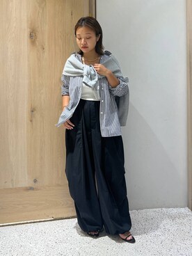 「Curensology（カレンソロジー）のCurensology(カレンソロジー)/＜&RC＞ビッグシャツ（シャツ/ブラウス、ブルー系）」を使った、nanamiy0007さん（レディース）の夏コーディネート