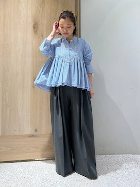 「Curensology（カレンソロジー）のCurensology(カレンソロジー)/ウールブレンドタックパンツ（その他パンツ、グレー系）」を使った、nanamiy0007さん（レディース）の春コーディネート