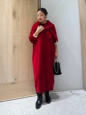 「アイテム（ワンピース/ドレス、レッド系）」を使った、nanamiy0007さん（レディース・153cm）の冬コーディネート